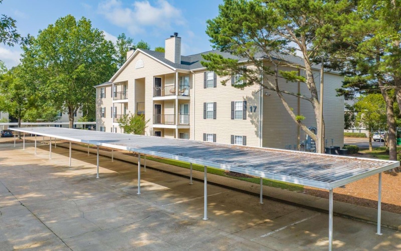 covered parking in front of Prosper Jackson apartments